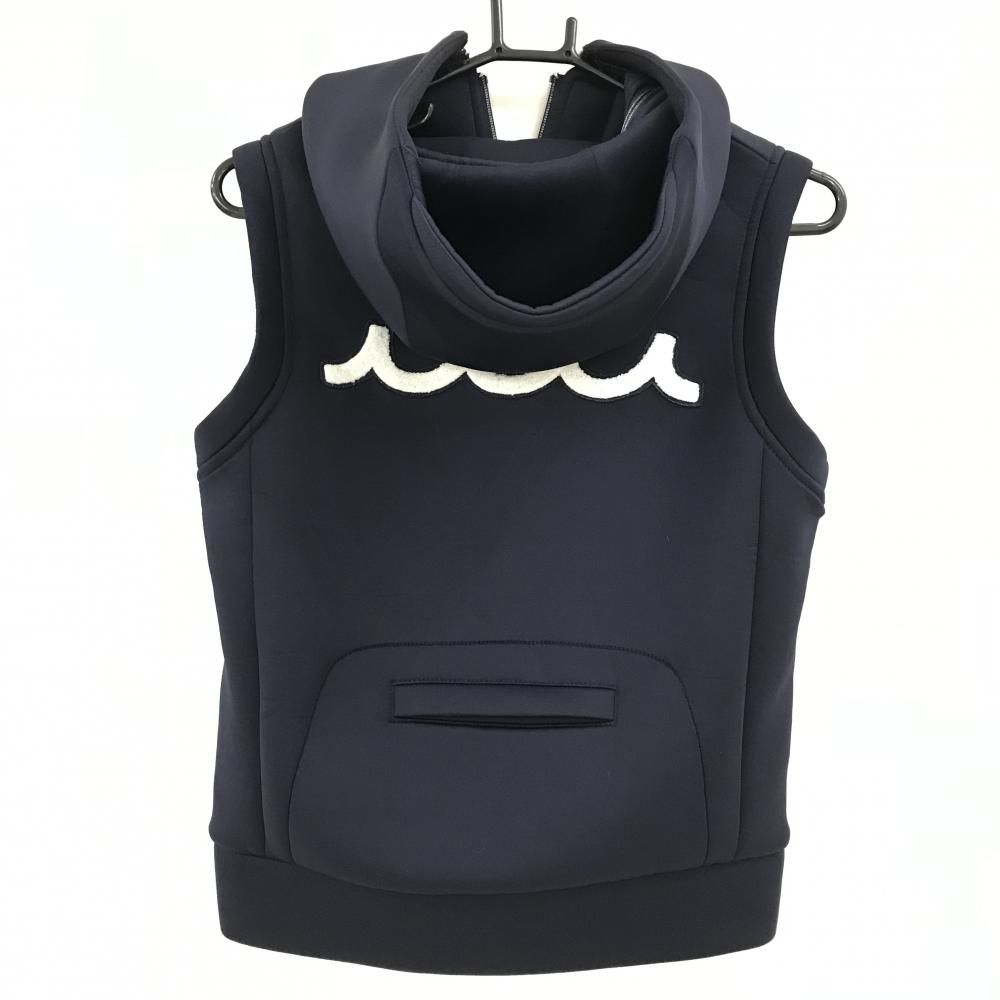 ムータマリン フード付ジップベスト ネイビー 内側総柄 ボンディング生地 レディース F ゴルフウェア muta