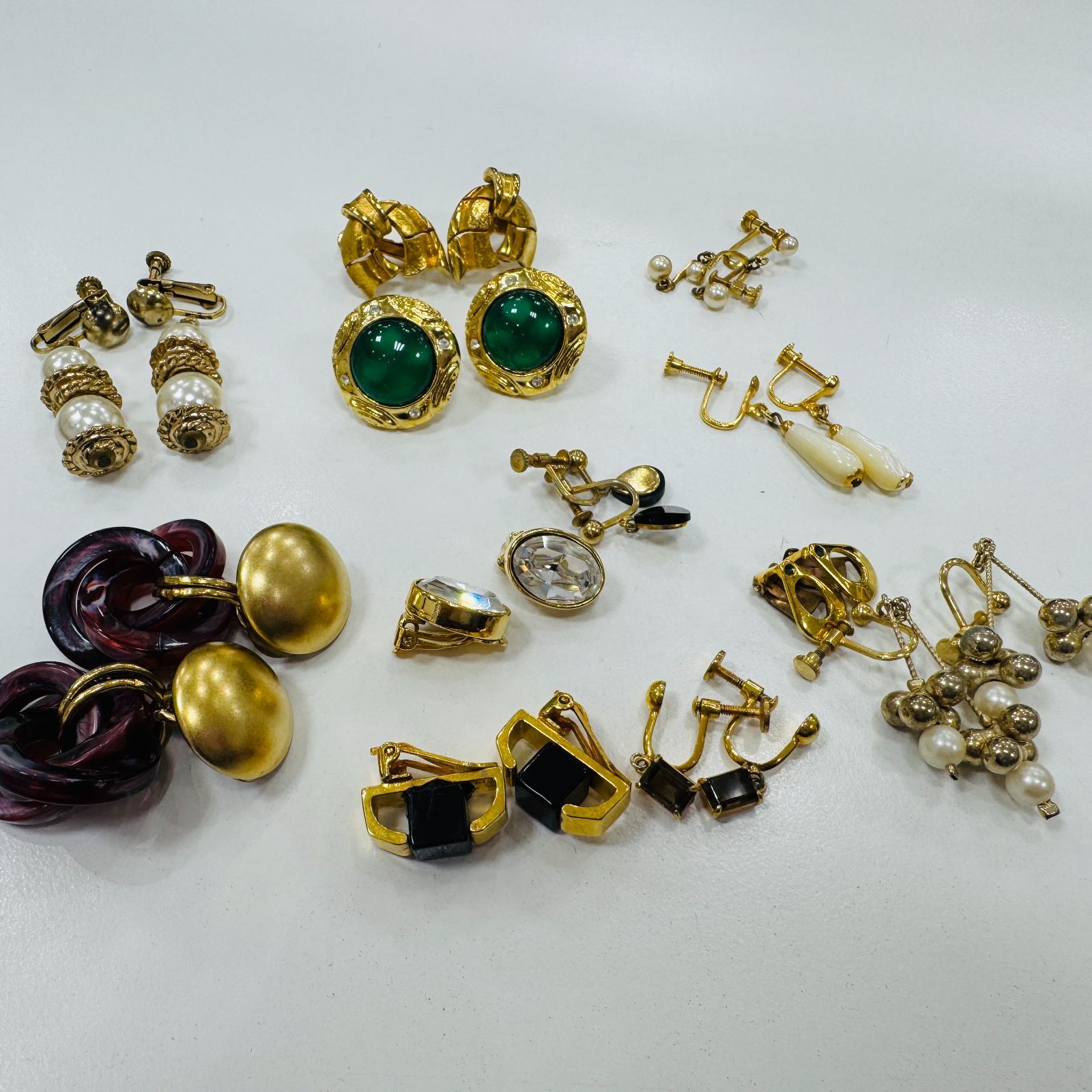 【オンライン限定商品】  A【まとめ売り】イヤリング ゴールド メッキ ガラス イヤリング・ノンホールピアス
