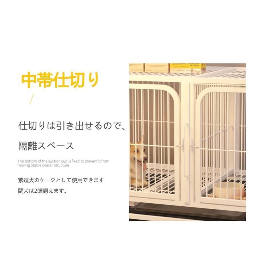 犬のケージ の真ん中に仕切りがあります