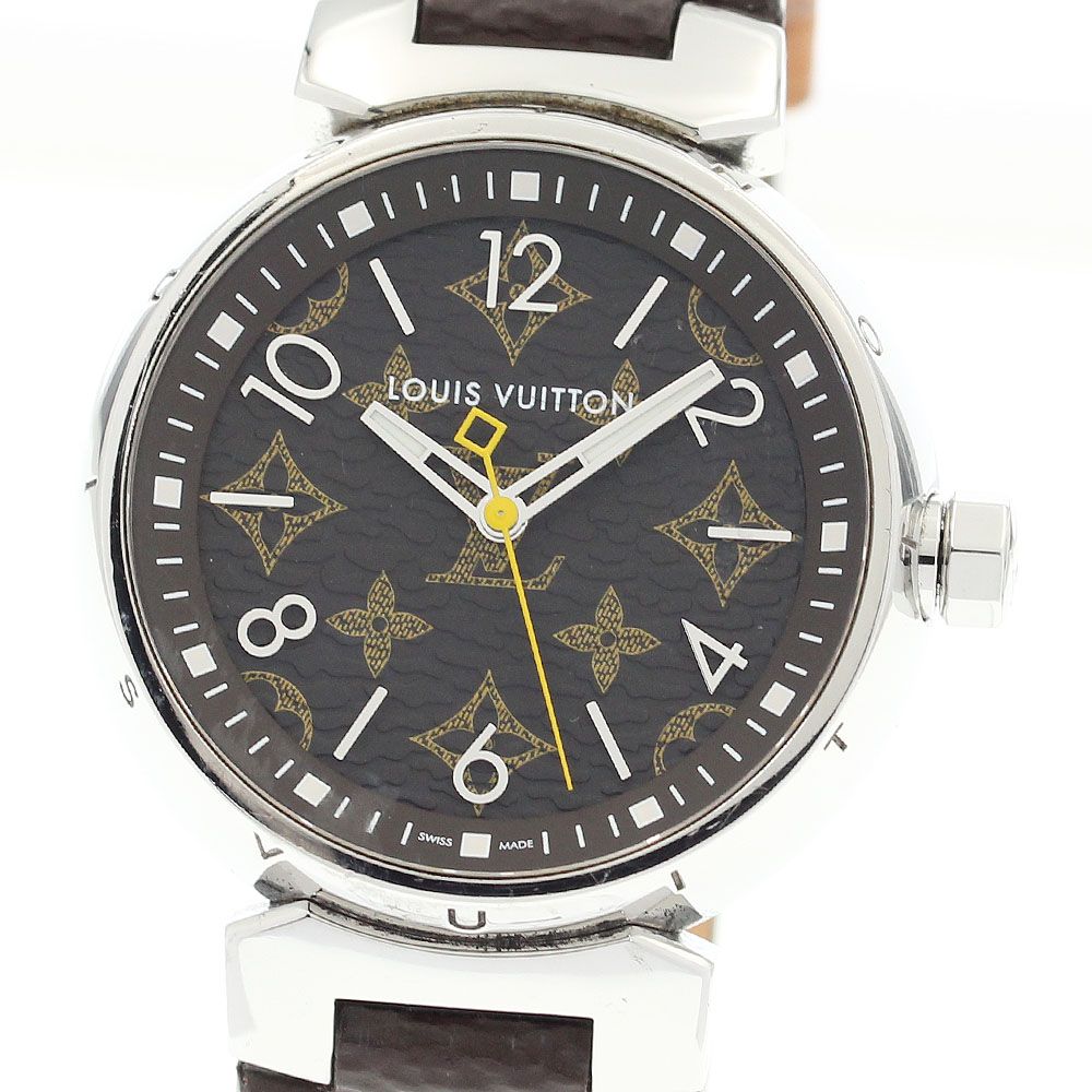 ルイ ヴィトン LOUIS VUITTON QA071 タンブールモノグラム 34 クォーツ レディース き_906496