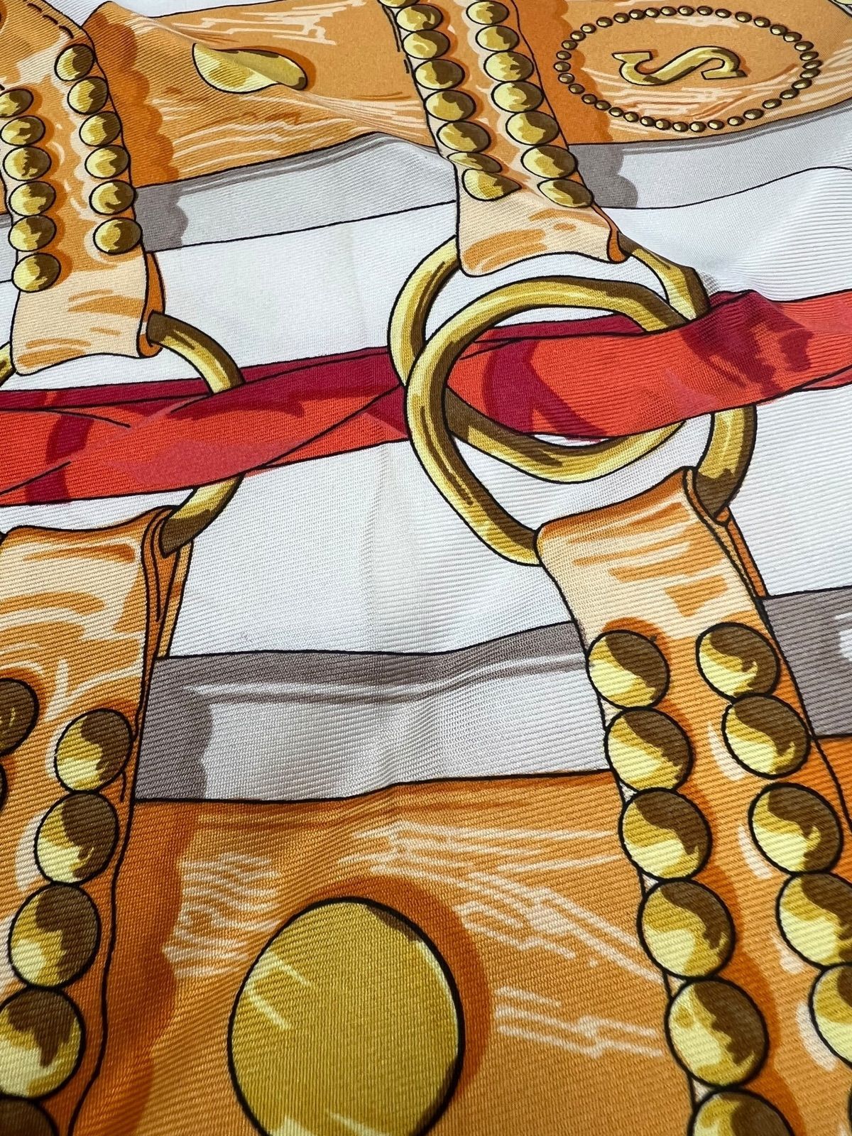 Hermès エルメス カレ90 AUX CHAMPS フィールドへ スカーフ 赤