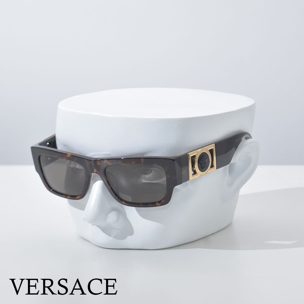 高評価人気VERSACE ヴェルサーチ 装飾 べっ甲調 サングラス ブラウン×ゴールド ケース付き サングラス