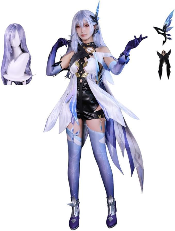 原神 げんしん スカークコスプレ Skirk コスプレ衣装 豪華版 フルセット コスプレ衣装 アクセサリー ウィッグ付き-靴追加 可 コスチューム cosplay 演出服 舞台装 クリスマス 学園祭 プレゼント 化祭 ハロウイーン パーティー 変装