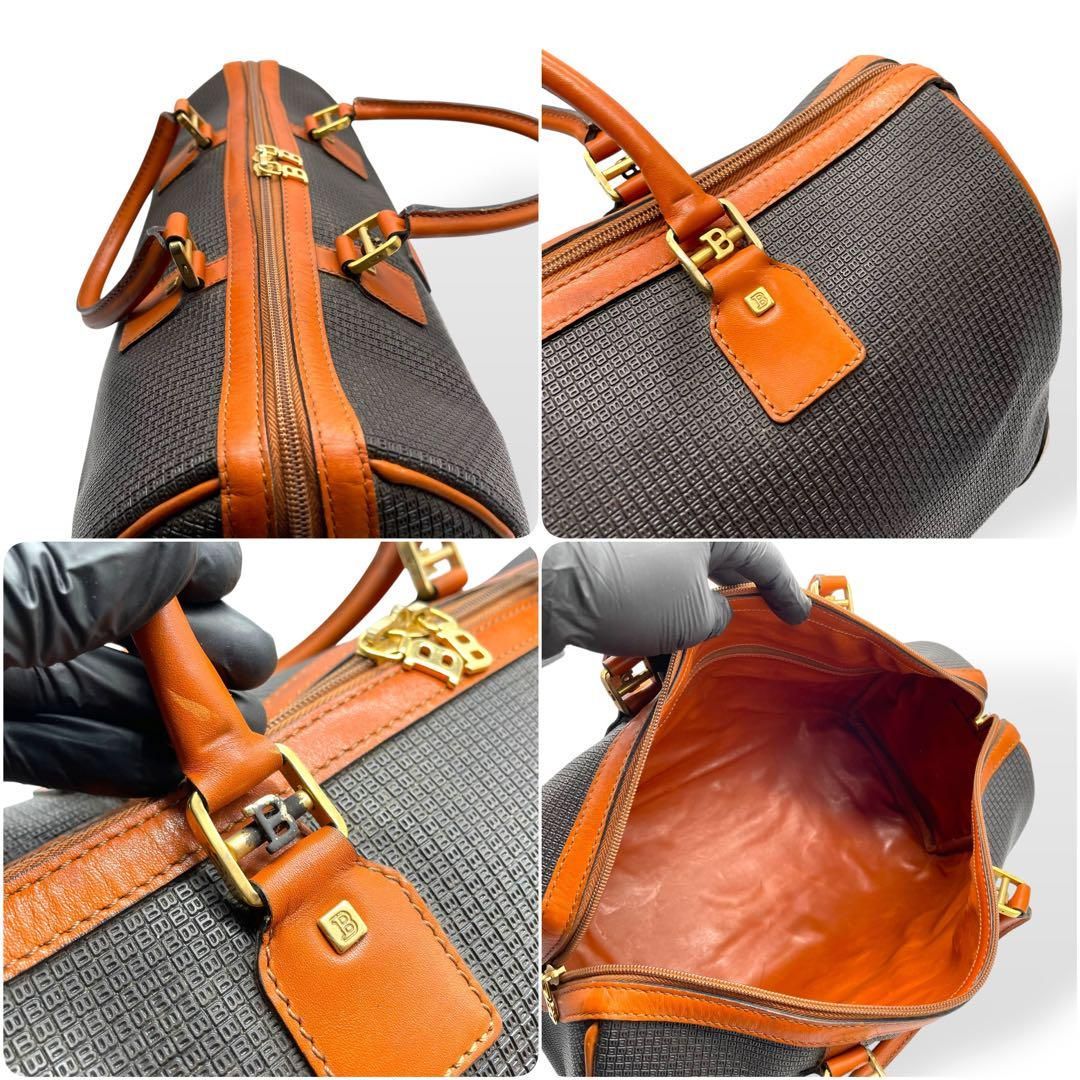 BALLY バリー ロゴエンボスPVC×本革 レザー ラージサイズボストンバッグ 美品 BALLY バリー エンボスPVC×本革 レザー ボストンバッグ