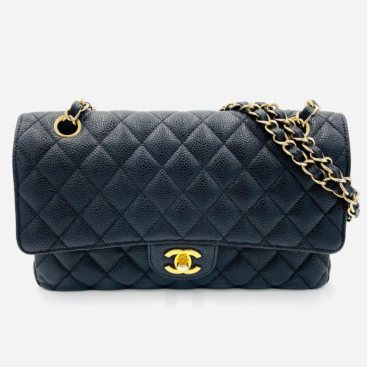 シャネル CHANEL マトラッセ Wフラップ チェーンショルダー キャビア 