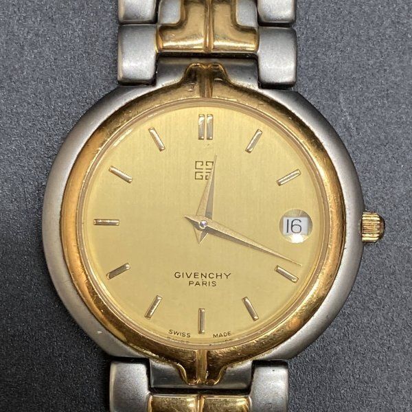 S205 可動 GIVENCHY ジバンシー メンズ腕時計 カレンダー ゴールド
