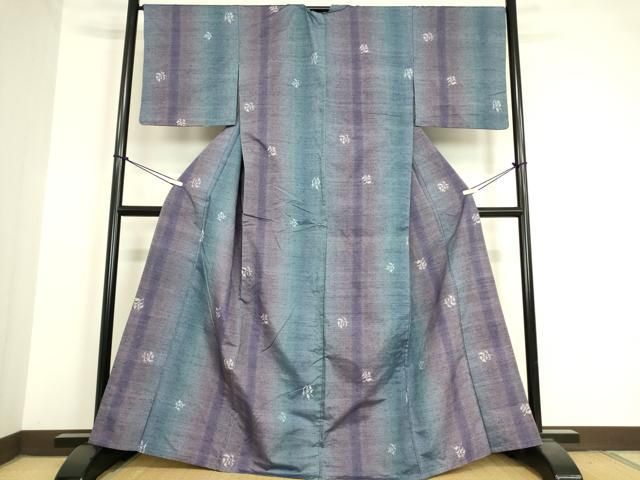 平和屋着物▽上質な紬 単衣 舞花文 正絹 逸品 AAAZ9664fy