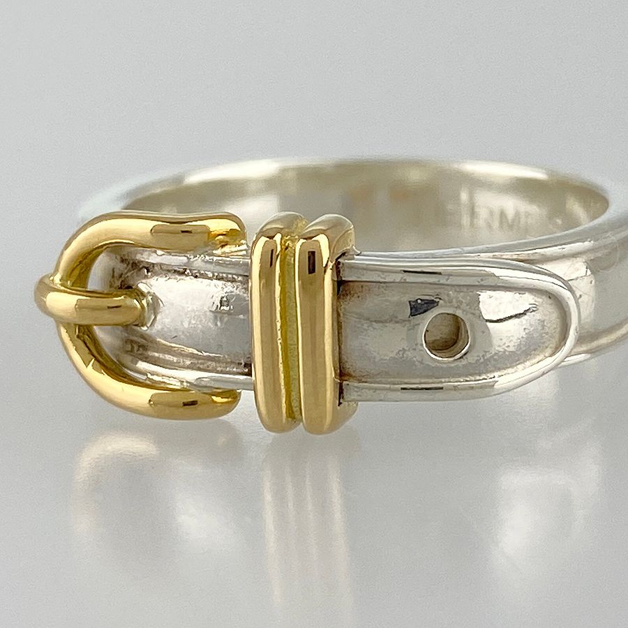 エルメス HERMES リング Sv925 K18YG 13号(53) ベルトモチーフ サン