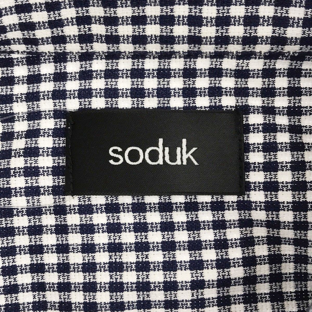 Soduk スドーク 20SS ribbon everywhere shirt ギンガムチェックリボンシャツ ブルー系 0420010402 -  メルカリ