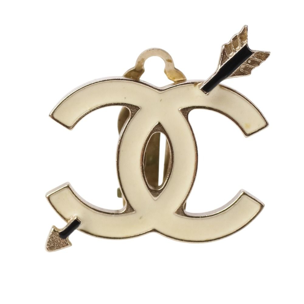 CHANEL シャネル 10P ココマーク アロー イヤリング アイボリー シャンパンゴールド レディース 古着