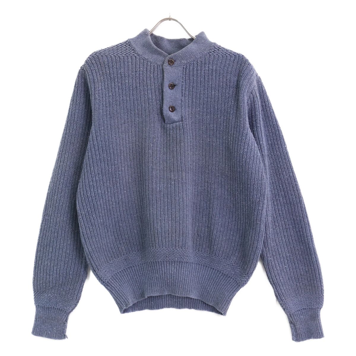 RRL ダブルアールエル ネイビー ヘンリーネック 猫目釦 エルボーパッチ ニット M