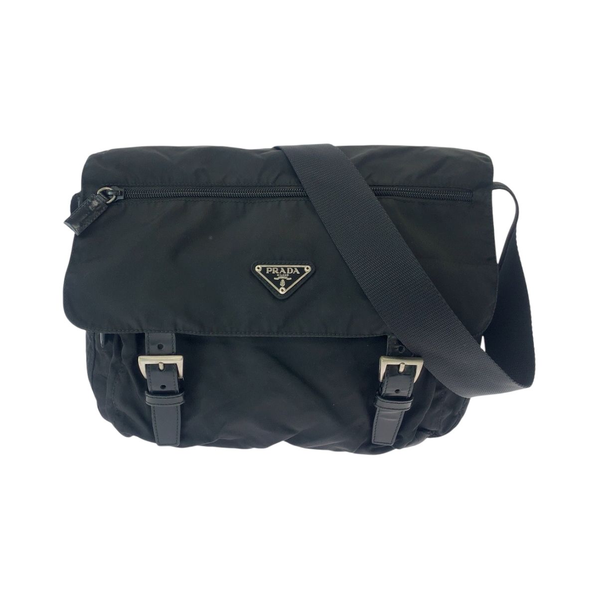 美品 PRADA プラダ テスート 三角ロゴプレート ブラック 黒 美品 PRADA プラダ テスート 三角ロゴプレート ブラック 黒