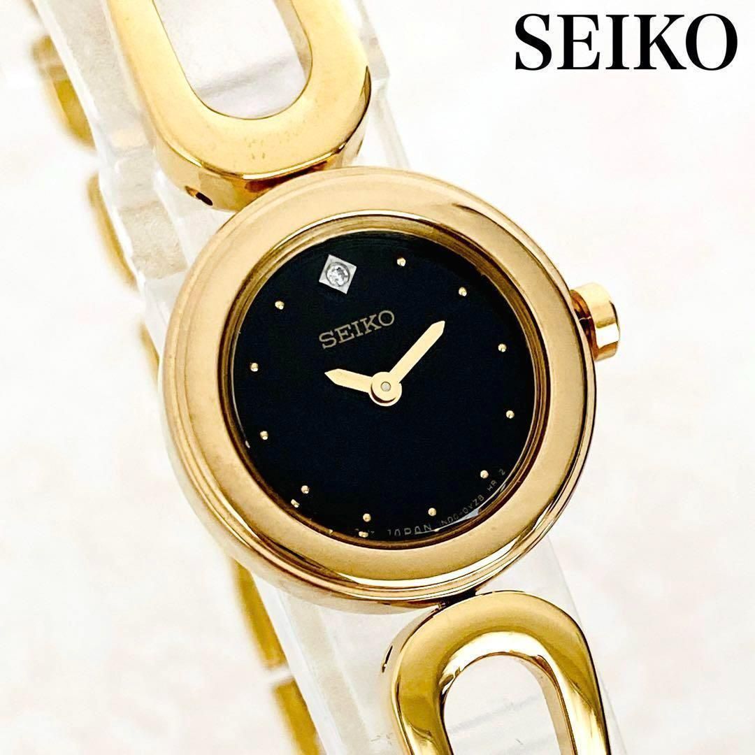 ５５ｇケースの直径新品SEIKOセイコー腕時計クォーツレディースゴールドブラックシンプルかわいい