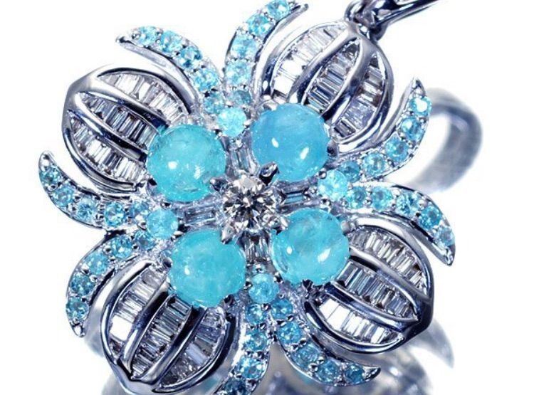 ジュエリー 上品 超 天然パライバトルマリン1.36ct＆ダイヤモンド0.52ct 超 K18WGペンダント h7320iil