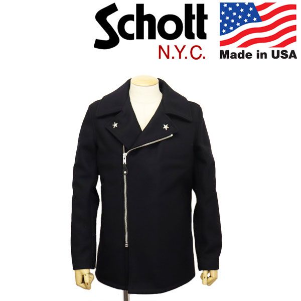 Schott (ショット) 2954001 766US MELTON ZIP UP P-COAT 24oz メルトン ジップアップ ピーコート アメリカ製 120NAVY 42
