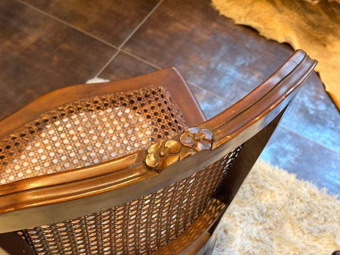 フレンチアンティーク 猫脚 クラシック ラタンシートチェア