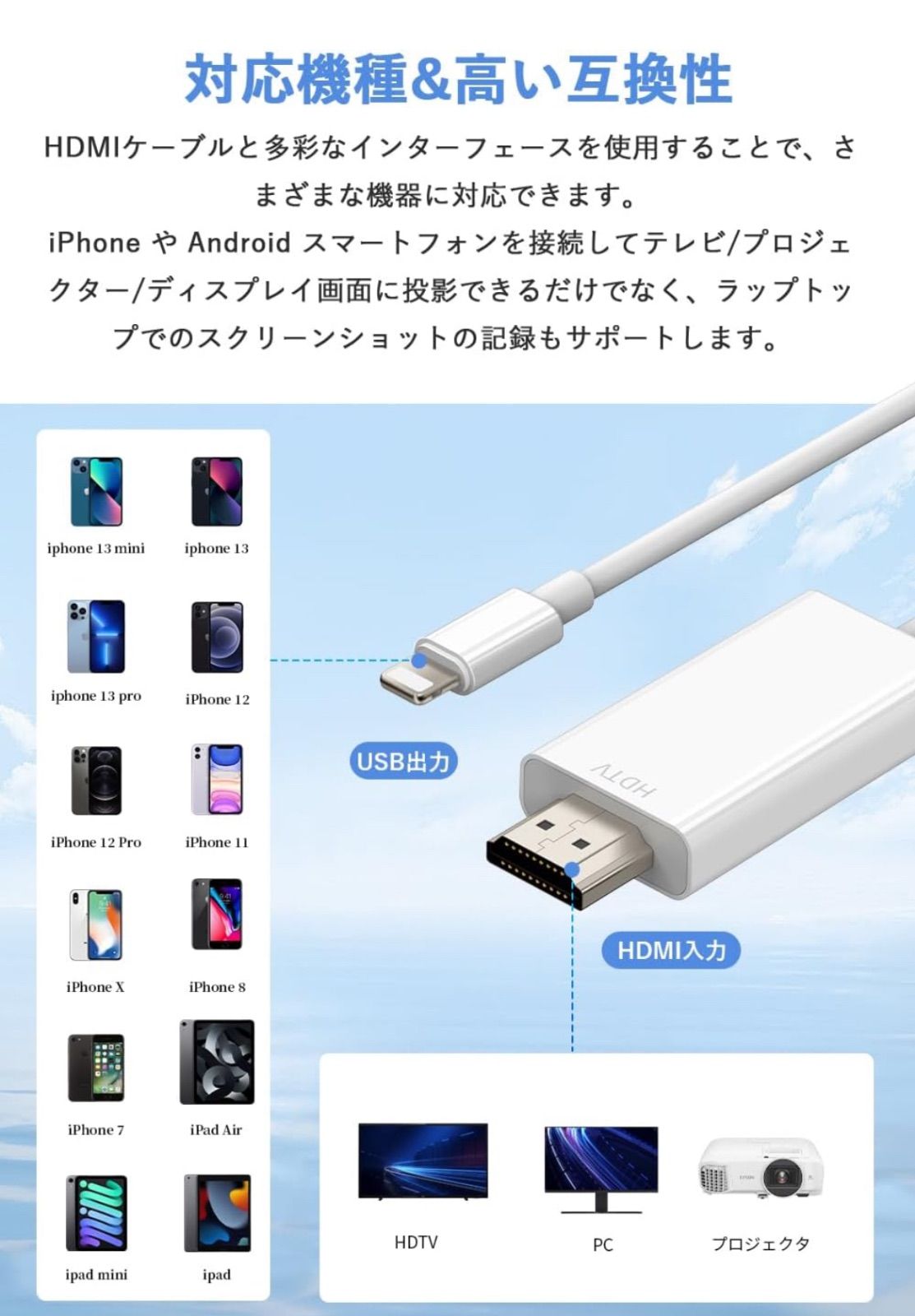 Phone hdmi変換ケーブル Topaka 1.5M phone用 hdmi ケーブル phone