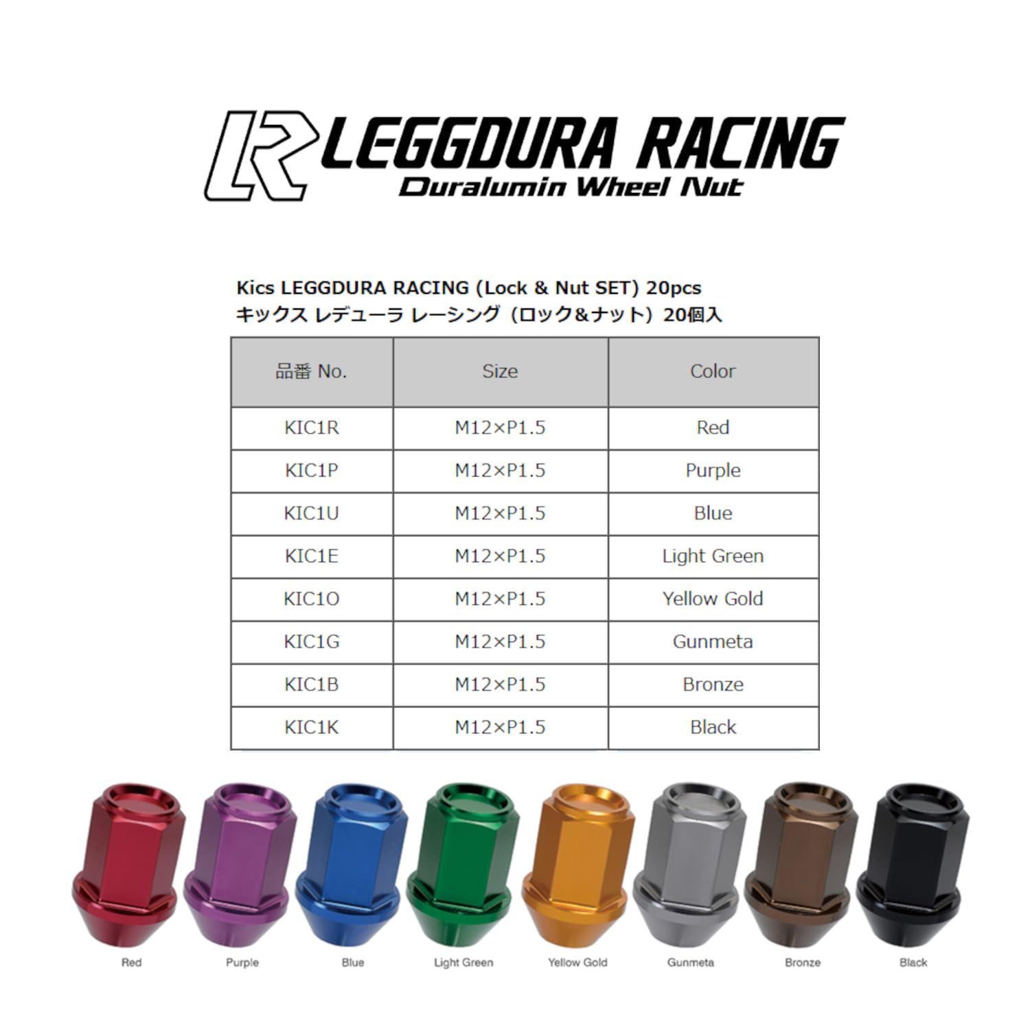 協永産業 Kics LEGGDURA RACING LEGGDURA RACING M12XP1.5 レット゛ KYO-EI 個数 20P 品番 KIC1R FFCRYSTALESIA_COM