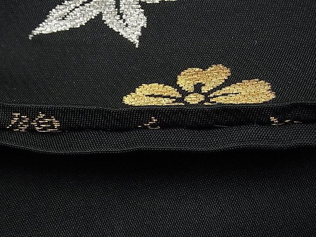 平和屋本店□極上 六通柄 本袋帯 龍村平蔵柄 威毛錦 黒地 金銀糸 逸品  