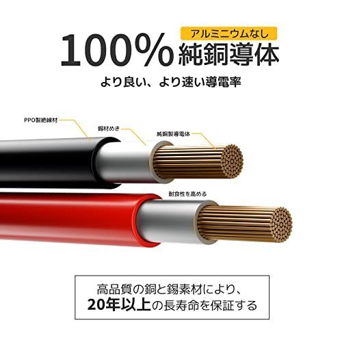 5m BougeRV ソーラーケーブル延長用ケーブル 12AWG 5m 両端加工 MC4型コネクター付 日本標準