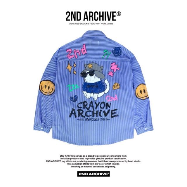 2ND ARCHIVE サングラスキャット ストライプシャツ】セカンド