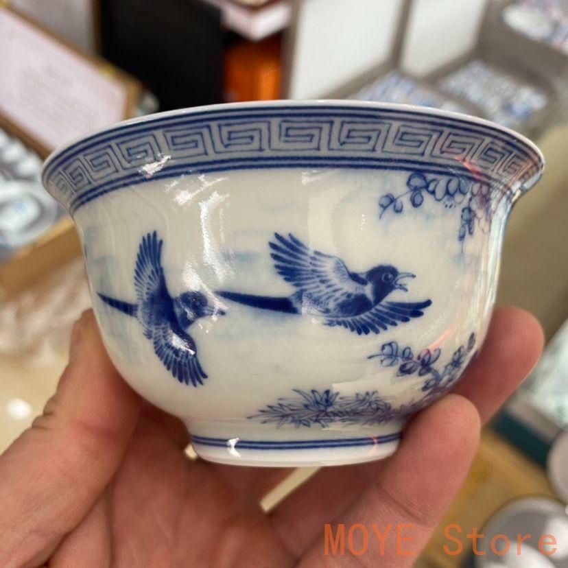 中国茶器 景徳鎮 陶磁器 青花馬蹄三才蓋碗 喜上眉梢 茶碗 煎茶器 新品未使用 中国茶器 景徳鎮 陶磁器 青花馬蹄三才蓋碗 喜上眉梢 茶碗 煎茶器