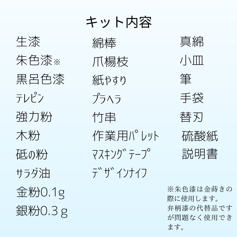 kulukulu KURUKINTOKI petit 本漆金継ぎキット 金粉 銀粉 器