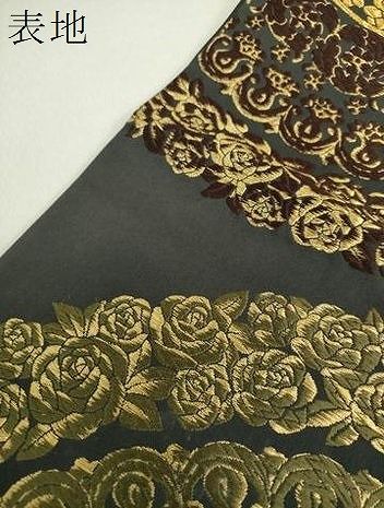 平和屋着物●西陣　河合美術織物謹製　六通柄袋帯　唐織　向かい鳥花文　金糸　正絹　逸品　DABA1297ps 平和屋着物○西陣 河合美術織物謹製 六通柄袋帯 唐織 花丸文 金糸 正絹