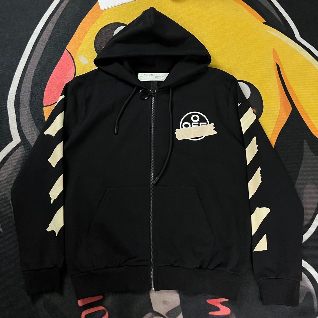 OFF-WHITE Arrows Zip Up Hoodie テープアロー パーカー ブラック