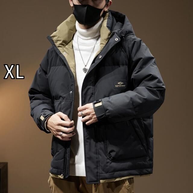 [XL]秋冬 コーデ メンズ  服 シンプル ファッション オシャレ 大人 かっこいい 大きいサイズ ストリート 紳士服  ダウン ジャケット フード付き ダック カジュアル