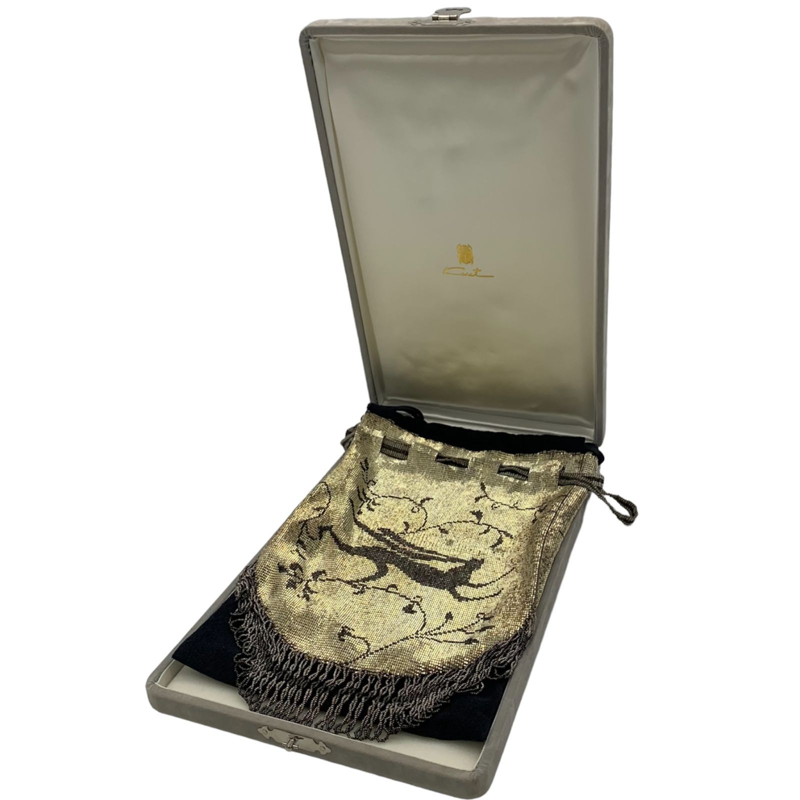 ♡Karat キャラット メタルビーズバック 巾着 ポーチ ゴールド系