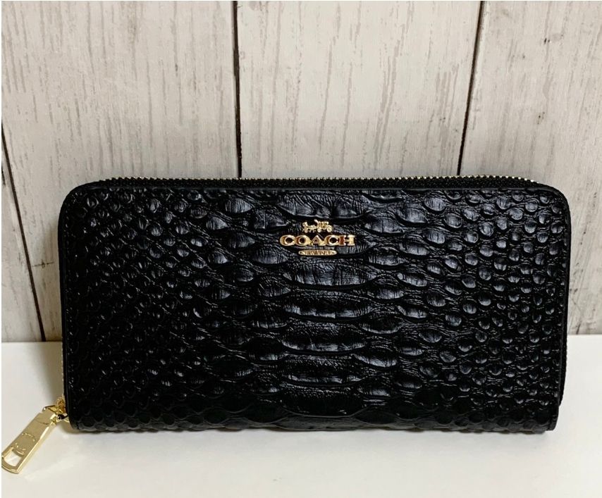 COACH エンボスドスネークレザー 長財布 F53659 ブラック