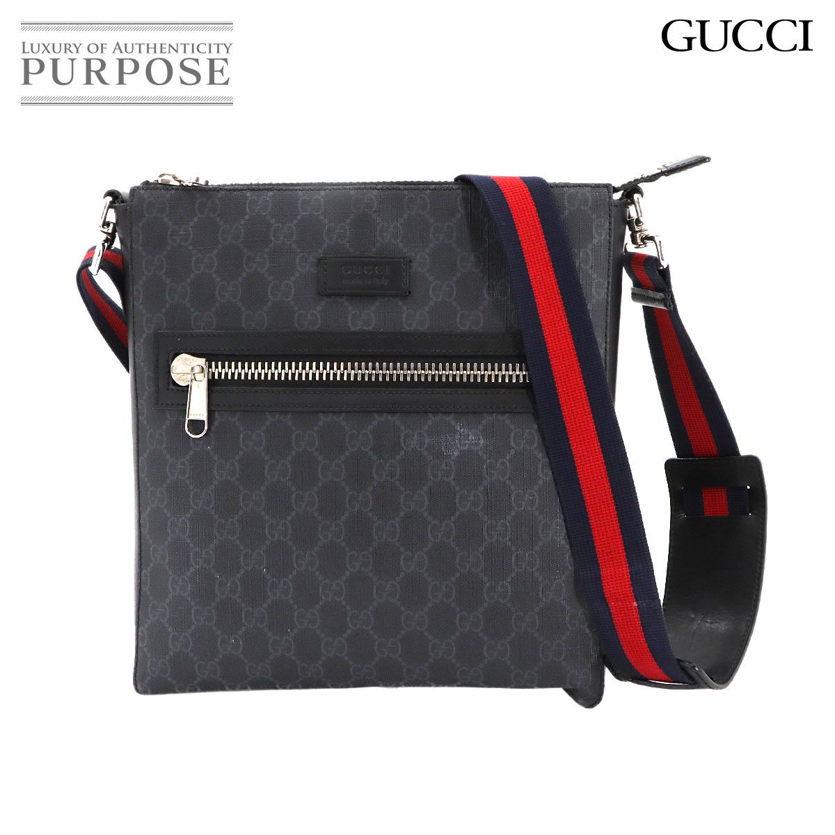 グッチ GUCCI GGスプリーム メッセンジャー ショルダー バッグ ブラック グレー 474137 GG Supreme Messenger Bag 90292585