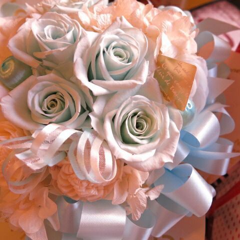 誕生日プレゼント 水色 花束風 プリザーブドフラワー ケース付き プリザーブドフラワー ◆誕生日プレゼント 記念日の贈り物におすすめのフラワーギフト