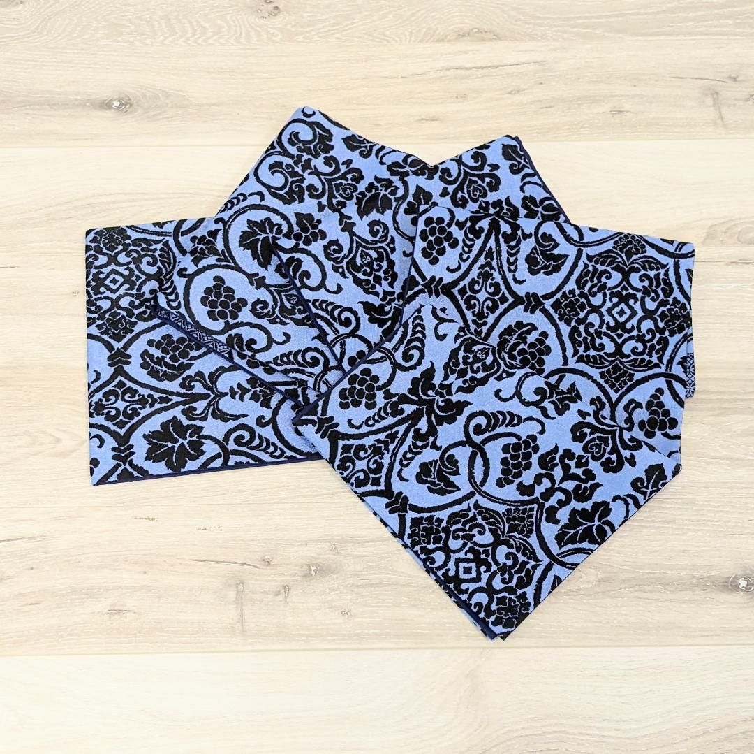 新品・仕立て上がり】正絹 袋帯 カジュアル モダン ブルー 黒 b59  