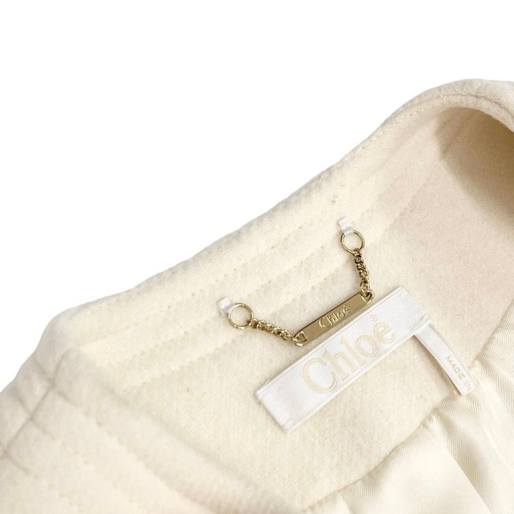 Chloe ホワイト ノーカラージャケット Chloe ホワイト ノーカラージャケット