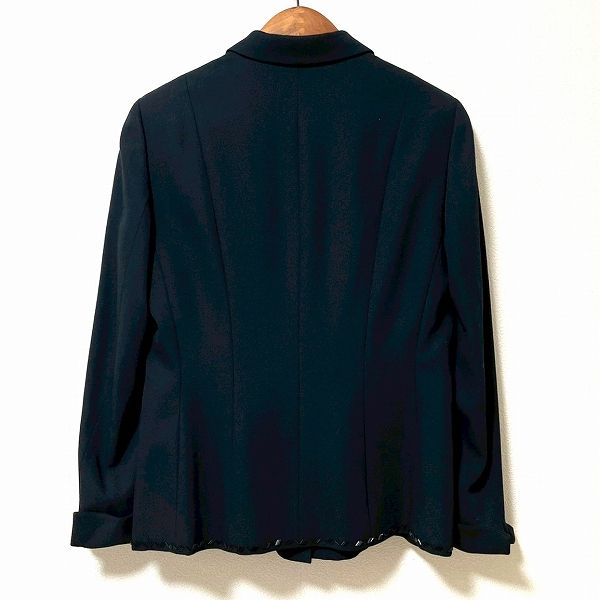 anc レリアン Leilian ジャケット 9 黒 ビーズ ウール レディース 945840