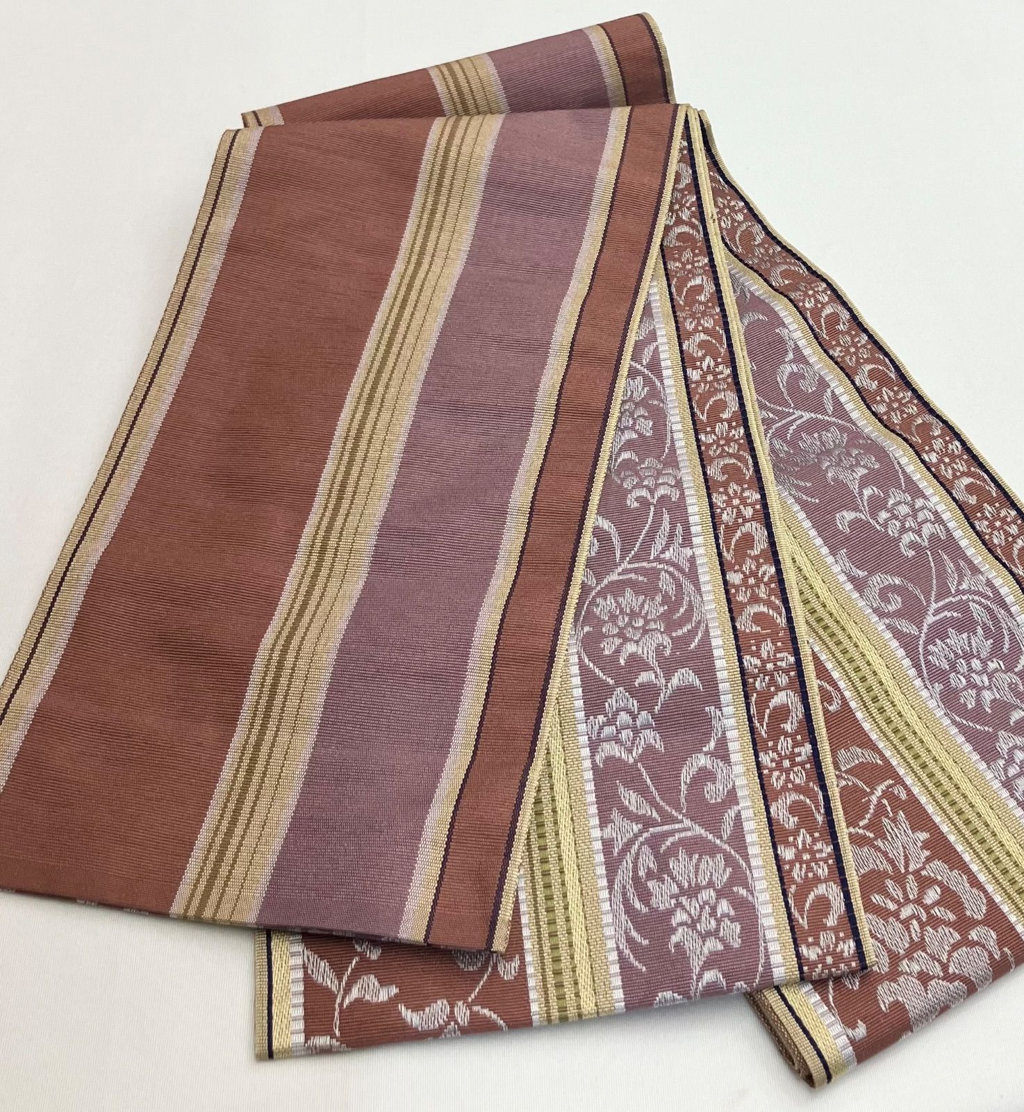  «花ラブリ»HO 612 長尺半巾帯 正絹 絹100％ 博多帯 博多織 花 黄色系 紫系 ピンク系 本場筑前 花火大会 縁日 お祭り 夏祭り 半幅帯 浴衣帯