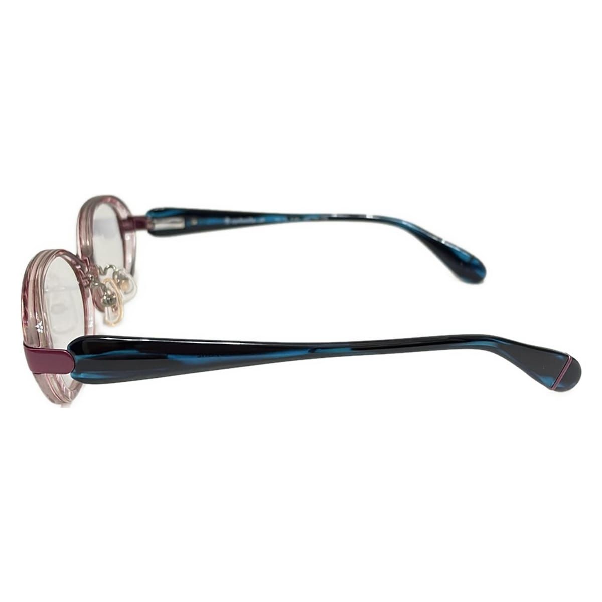 eyebrella(アイブレラ) メガネ美品 - クリア×ピンク×ダークネイビー 度入り 