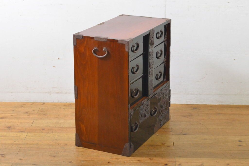 庄内小箪笥 和製アンティーク 超美品 明治大正期 金具 重厚 庄内