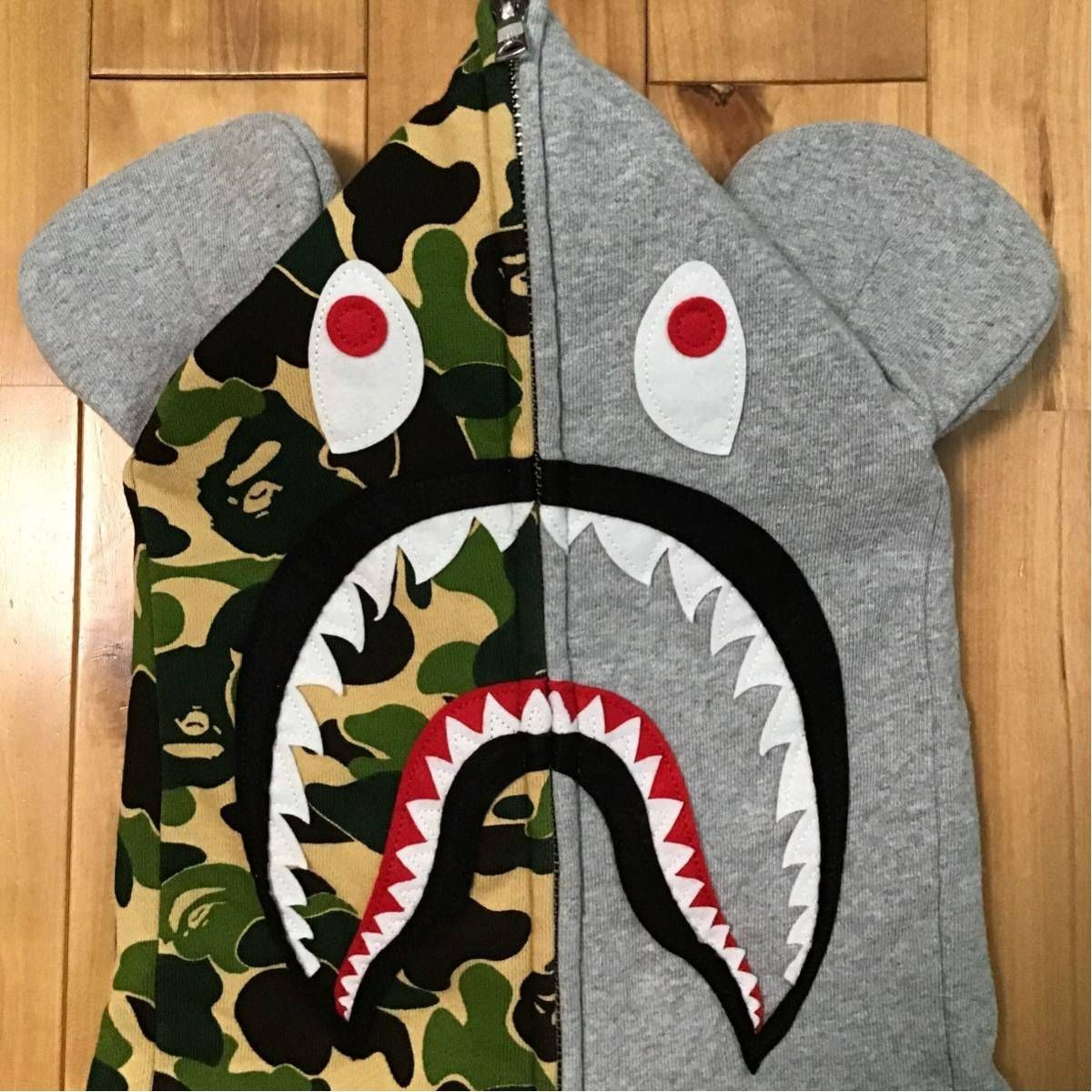 BE@R shark full zip hoodie Lサイズ グレー a bathing ape BAPE camo