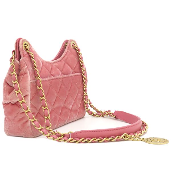 CHANEL シャネル ショルダーバッグ スモール ホーボー ピンク シャネル ショルダーバッグ スモール ホーボーバッグ ベロア