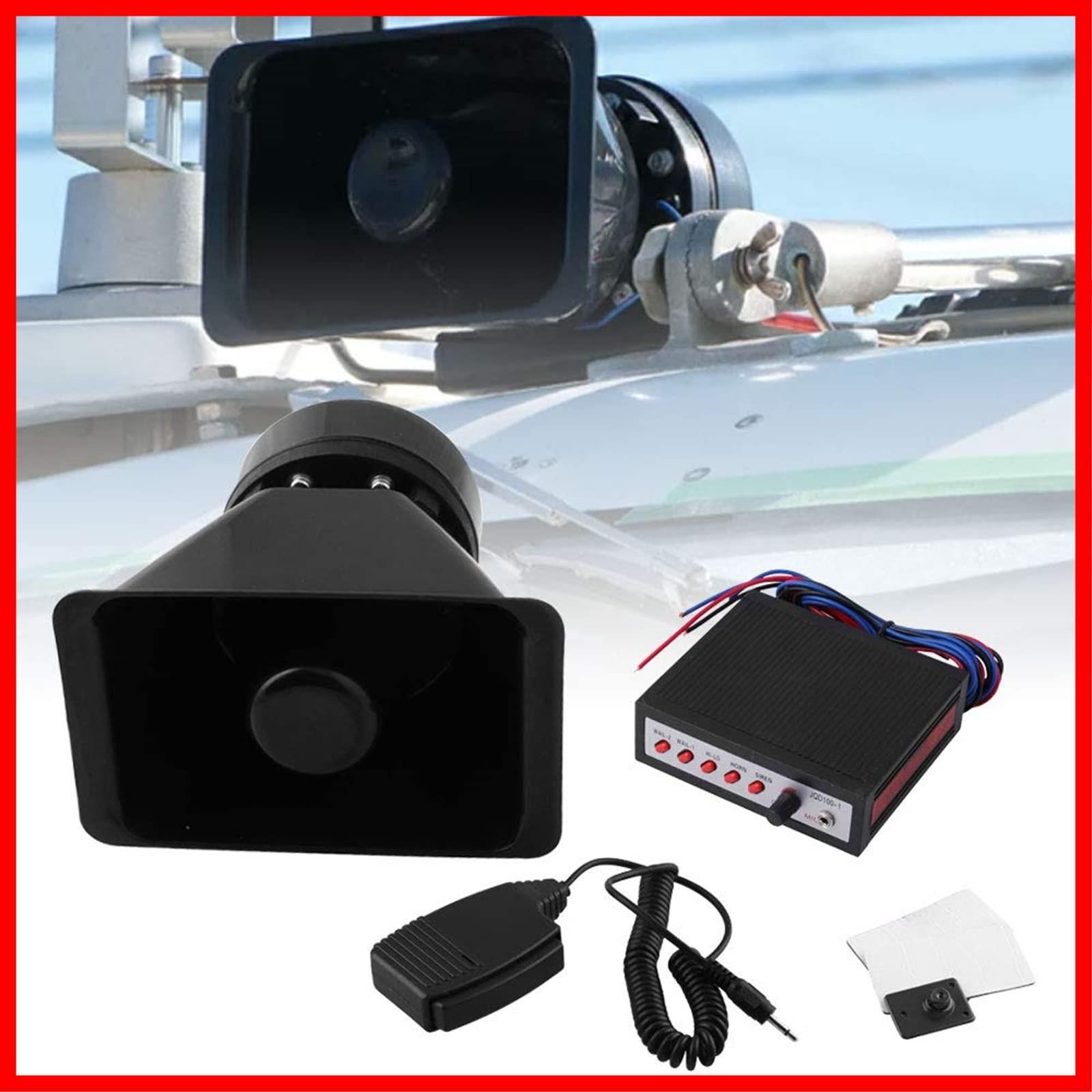 【特価商品】12V車載用 100W 拡声器 5種の警笛音 120DB サイレン 大音量 防水スピーカー＆マイク＆アンプセット 集会 汎用 お祭り 選挙カー Jeyaic ブラック
