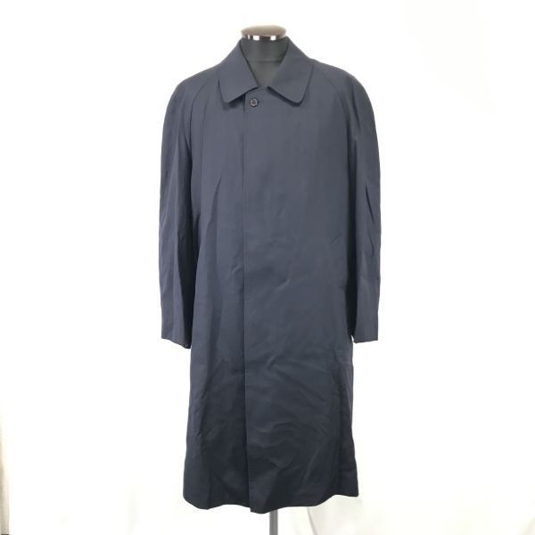 LANVIN ネイビー ステンカラーコート L ウール　シルク ランバン/LANVIN☆シルク混ウール/ステンカラーコート/アウター【R48
