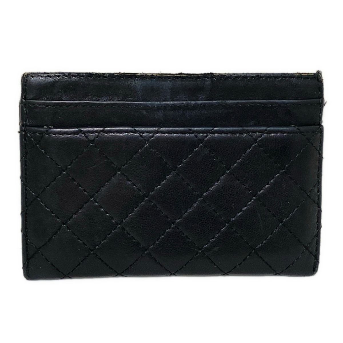 CHANEL(シャネル) カードケース マトラッセ 黒 シルバー金具