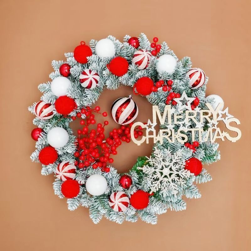 クリスマスリース Xmas ゴールドu0026赤白 フラワーリース クリスマスデコレーション　オーナメントホリデーセレブレーション 50cmサイズ　結婚式 パーティー クリスマス カラフルなクリスマ