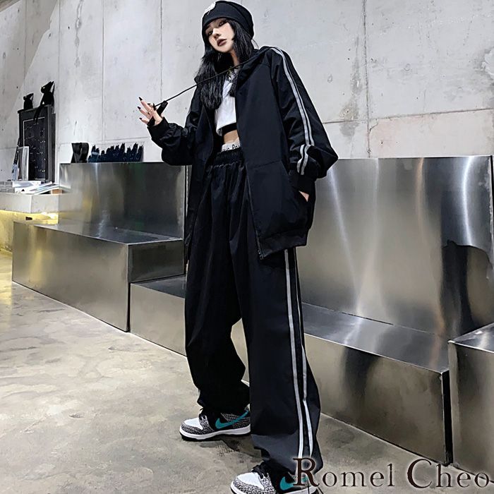 RomelCheo 二本ライン ジャージセット トラックジャケット トラック