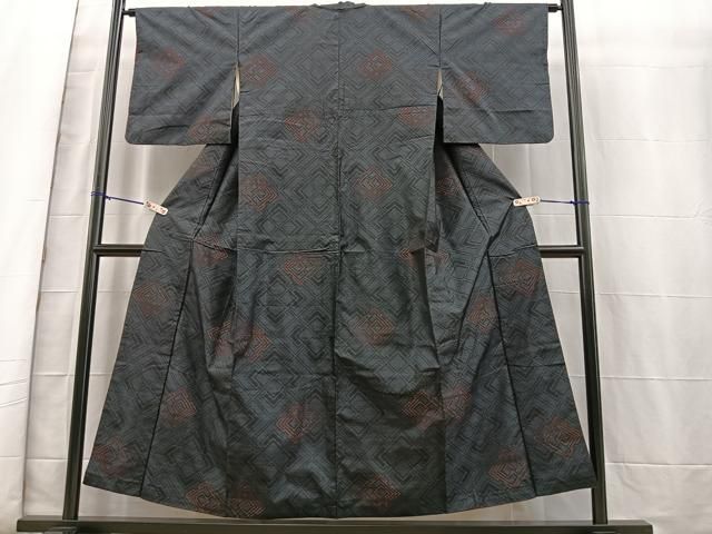 平和屋着物○本場大島紬 一元総絣 幾何学文様 正絹 逸品 AABC2551ph