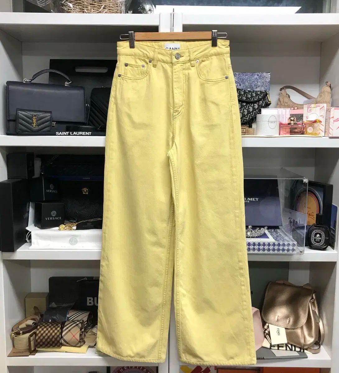 GANNI ガニー ロゴワッペン ワイドフィット パンツ