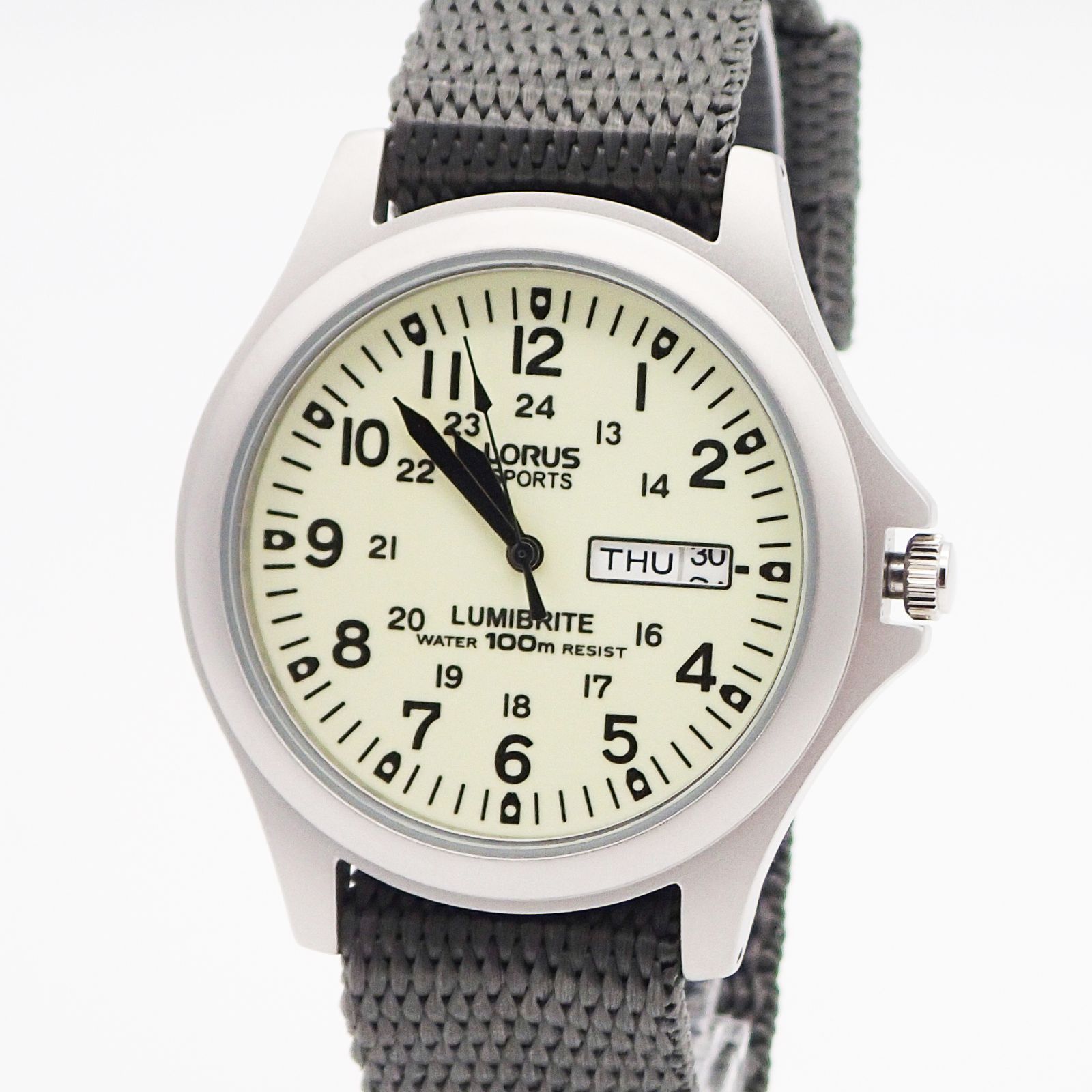 SEIKO LORUS Quartz Lumibrite Dark Grey Military Watch セイコー